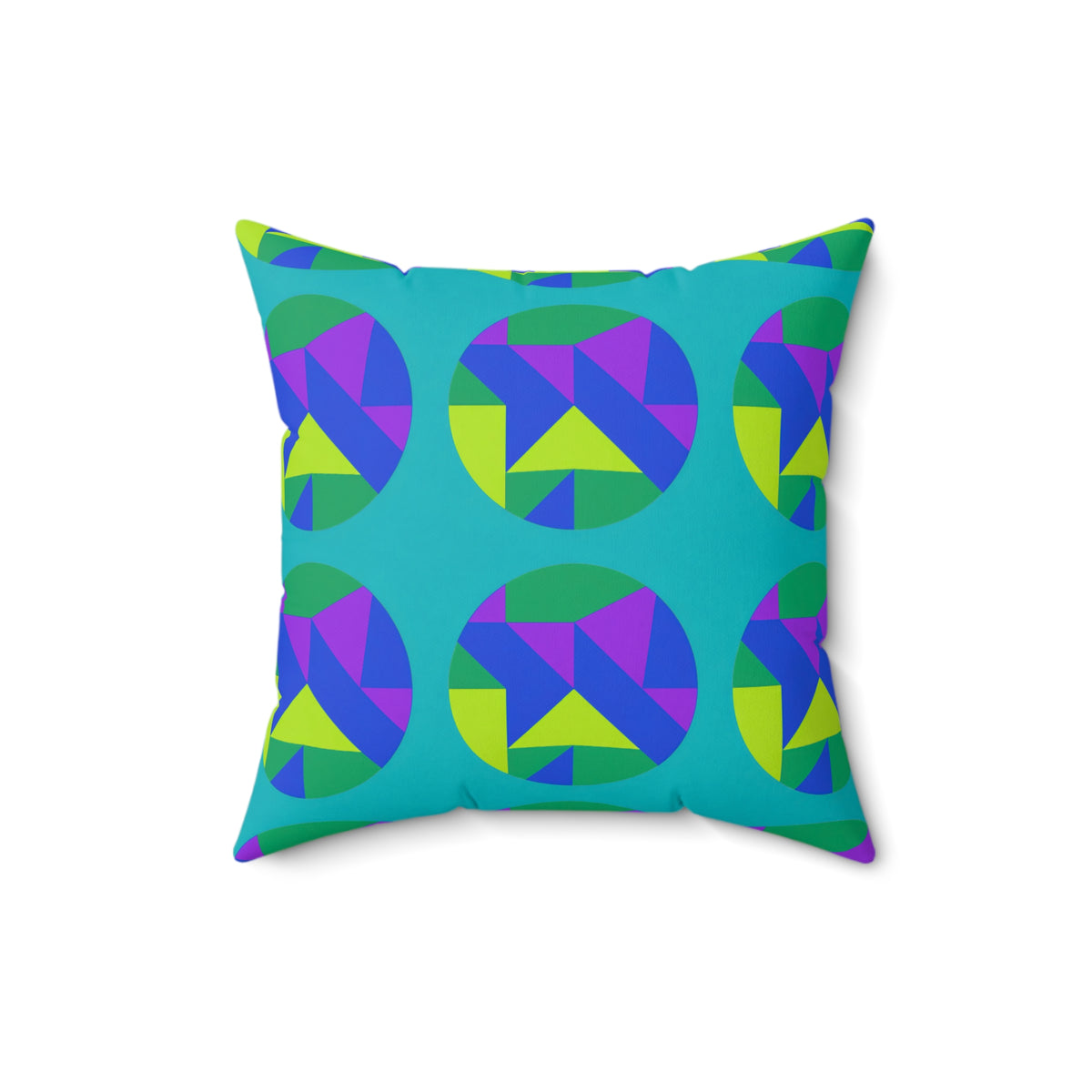 Broken Circle Planes Faux Suede Cushion – Peacock Jewel