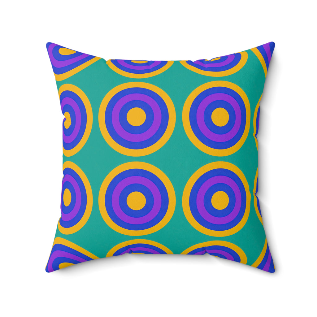 Mega Ring Grid Faux Suede Cushion – Peacock Jewel