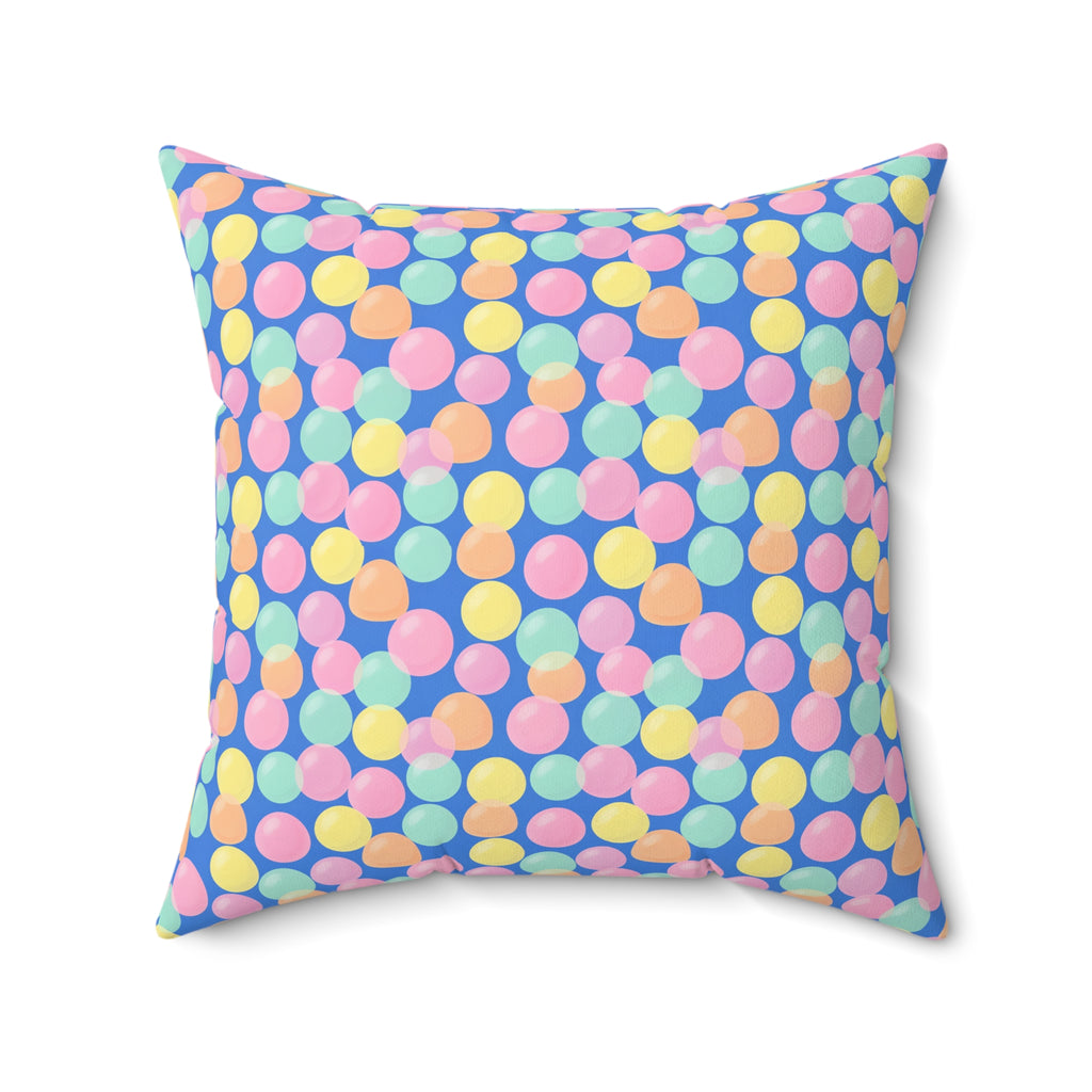 Gumdrop Orbs Faux Suede Cushion – Soft Abstract Pattern