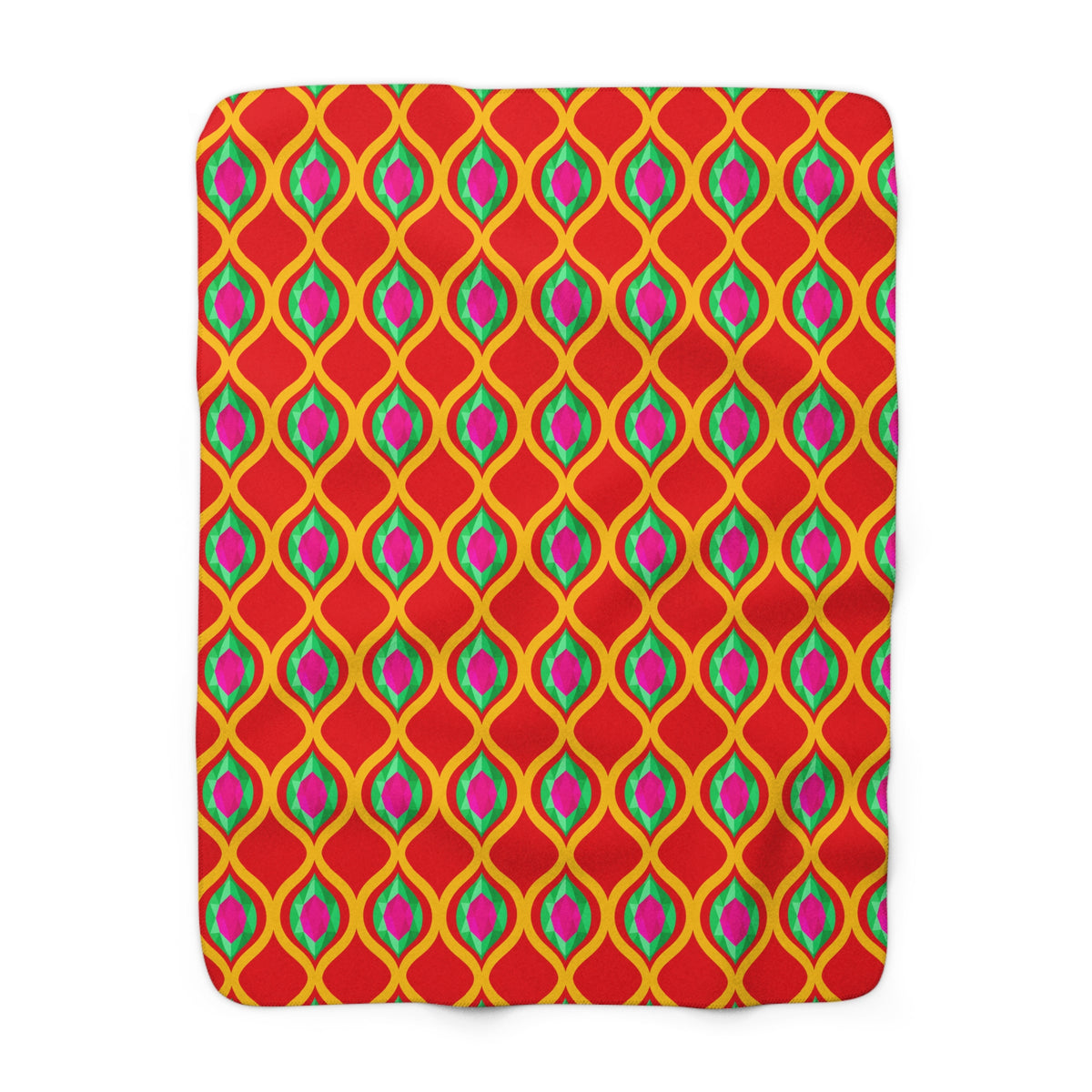 Grand Gold Ogee Lattice II Sherpa Fleece Blanket – Ogee Lattice Geometric Pattern