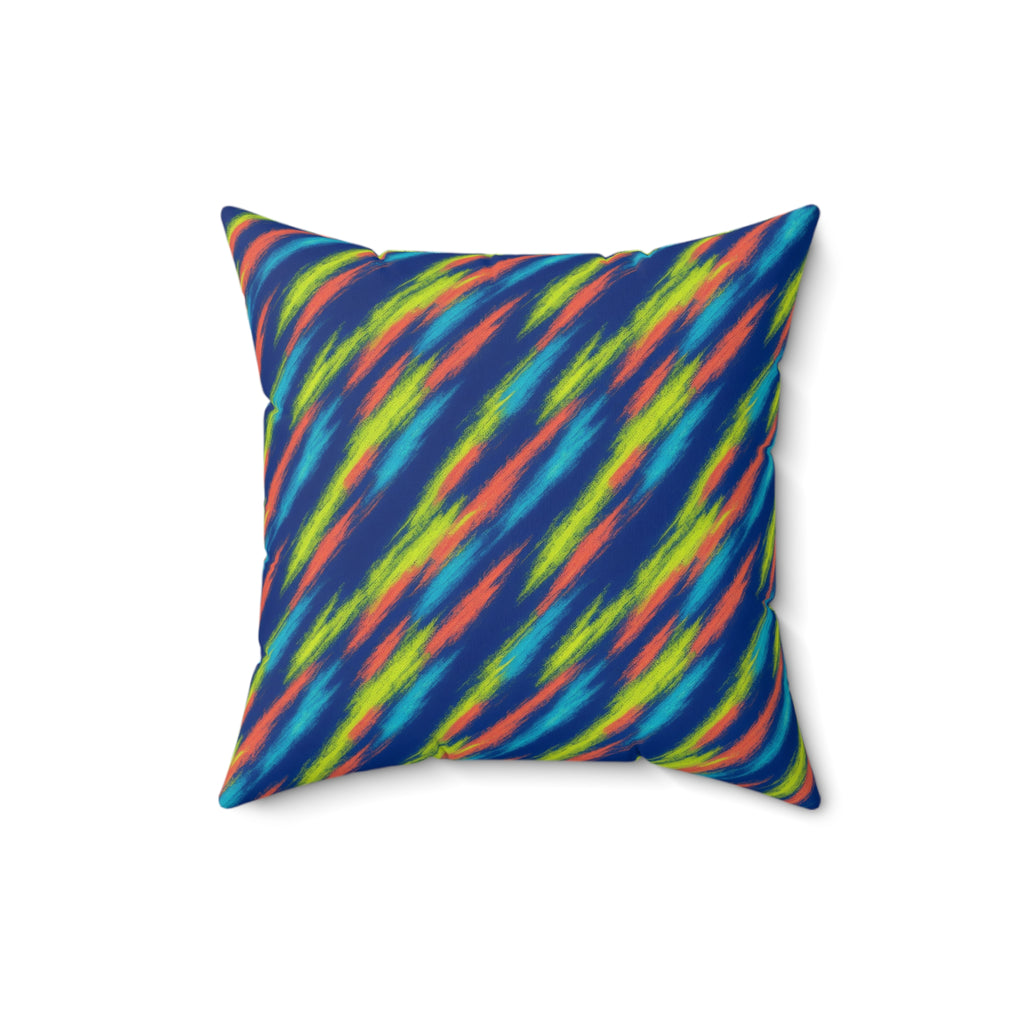 Arashi Neon Streaks Faux Suede Cushion – Shibori Dye Pattern