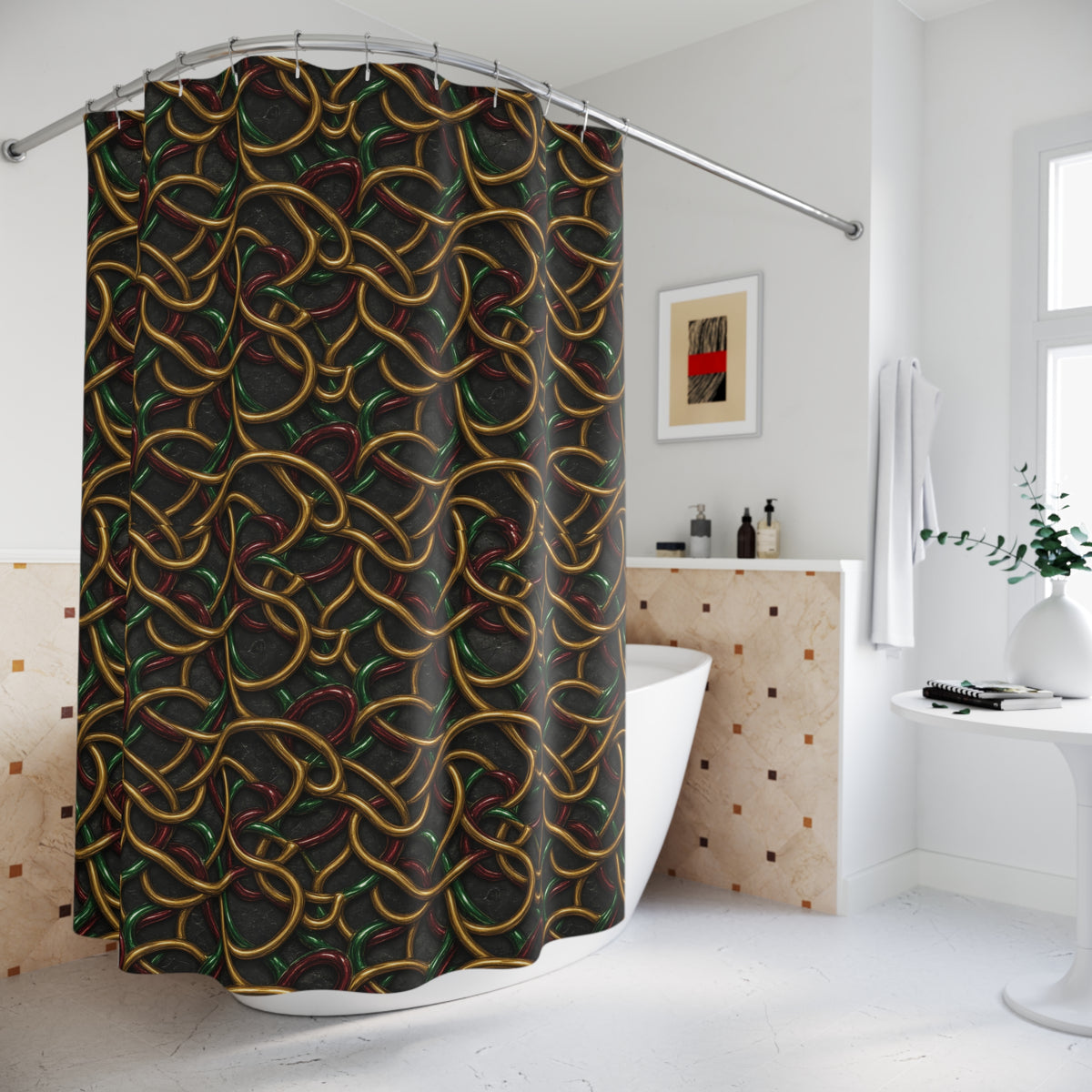 Jewel Metal Weave Shower Curtain – Holographic-Look Metal Pattern