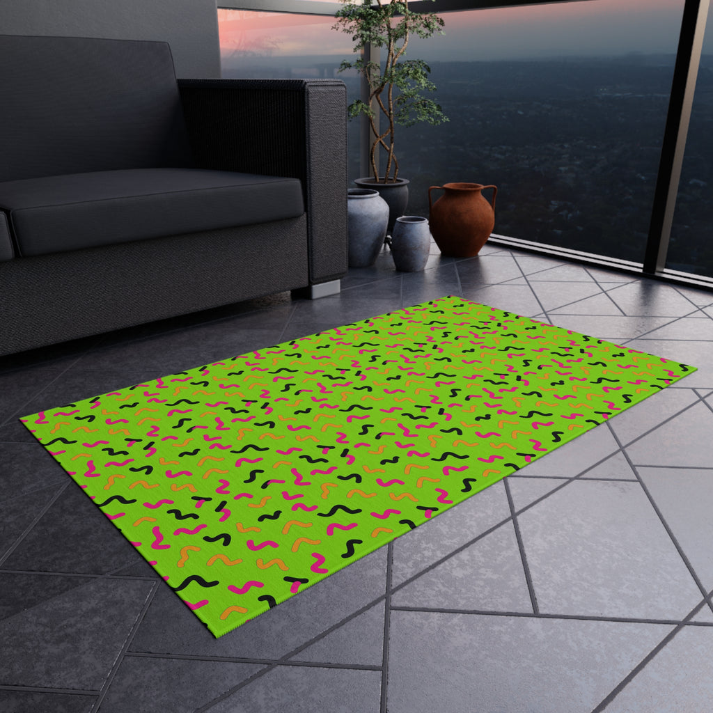 Squiggle Strokes Outdoor Rug – Tropical Punch