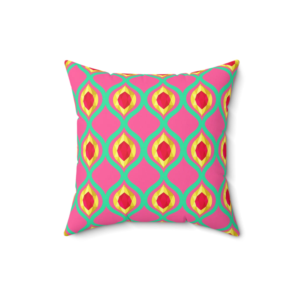 Grand Gold Ogee Lattice II Faux Suede Cushion – Candy Christmas