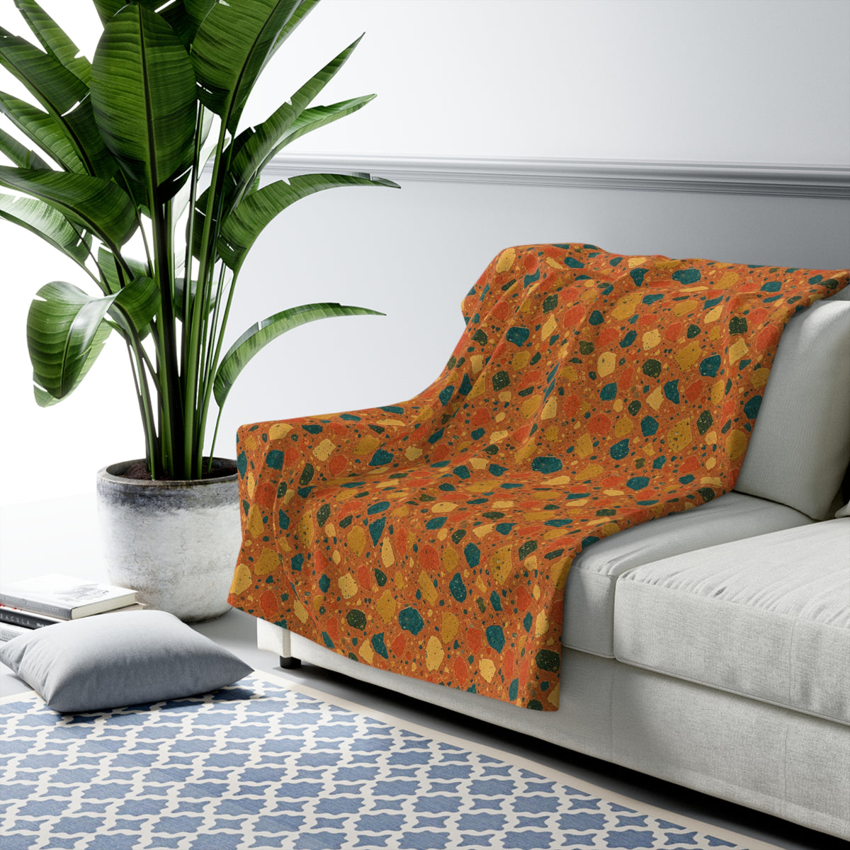 Macro Chip Mix Sherpa Fleece Blanket – Terrazzo Pattern