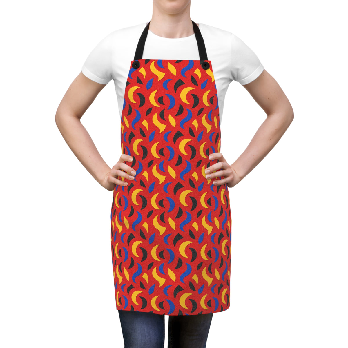 Swoosh Cutouts Apron – Cut-Paper Abstract Pattern