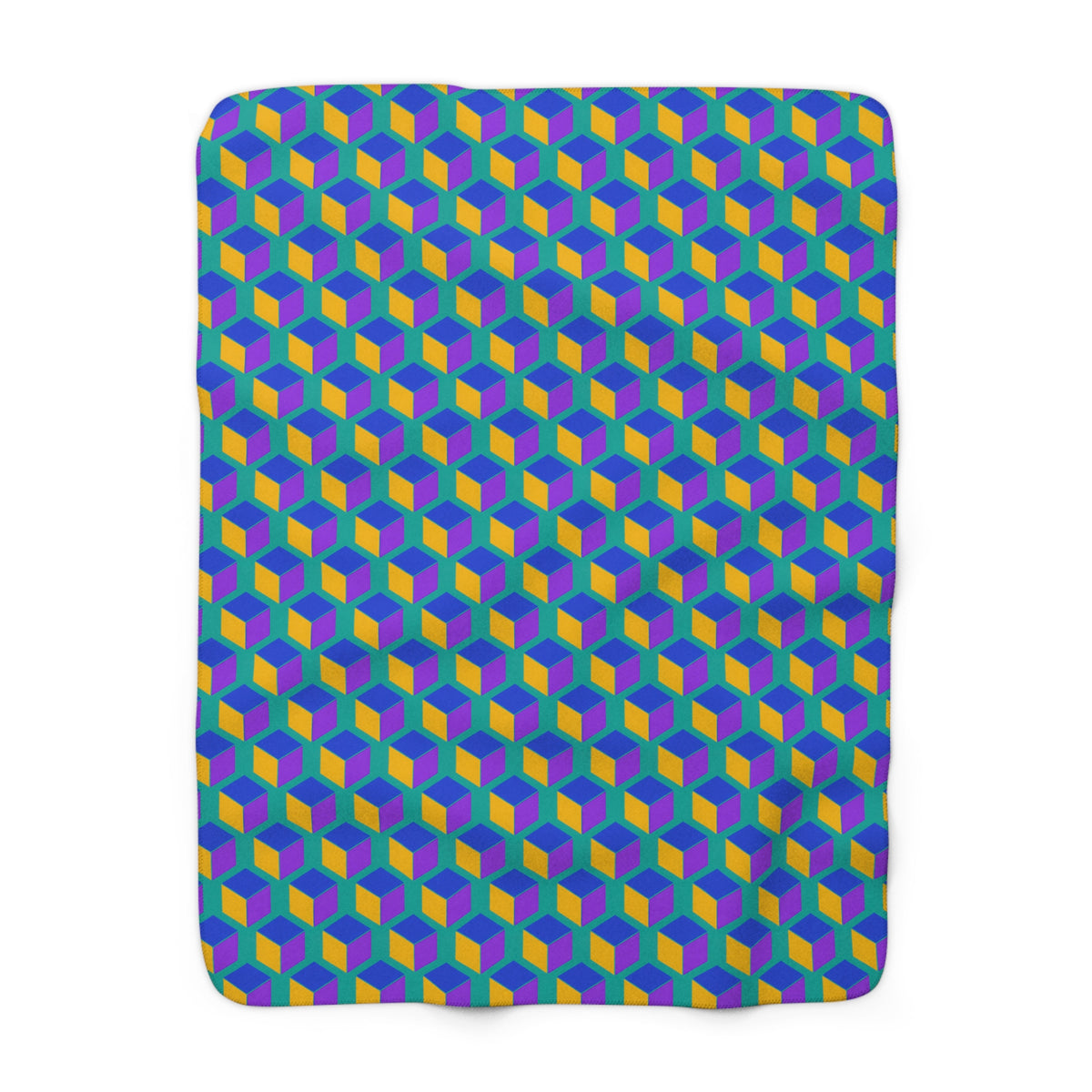 Giant Faceted Cubes II Sherpa Fleece Blanket – Peacock Jewel