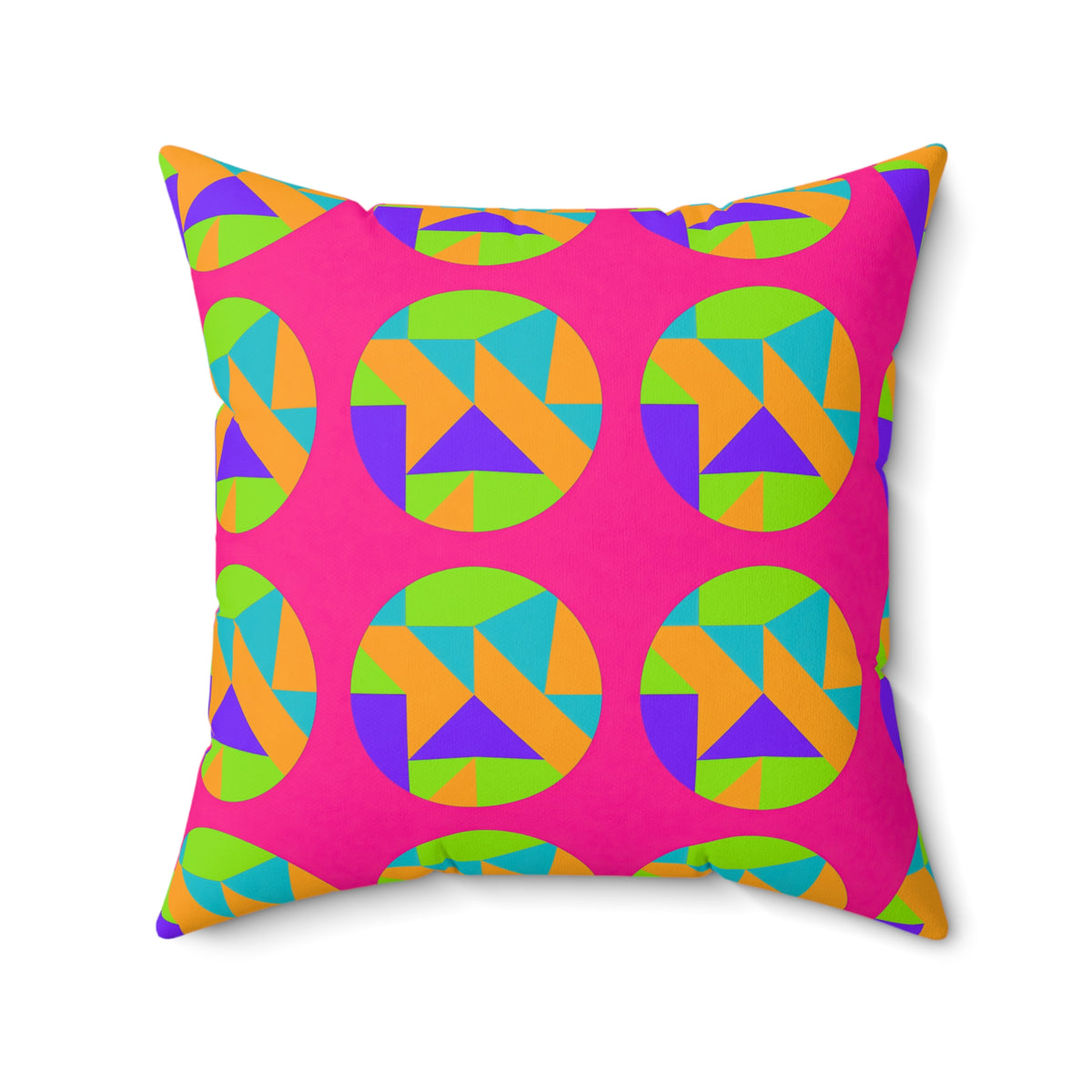 Broken Circle Planes Faux Suede Cushion – Tropical Punch