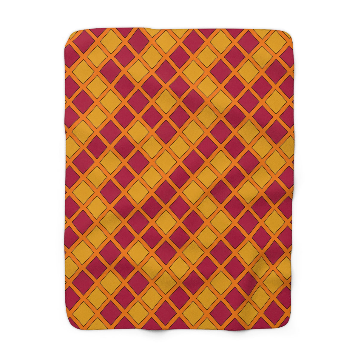 Harlequin Gold Grid Sherpa Fleece Blanket – Cranberry Spice