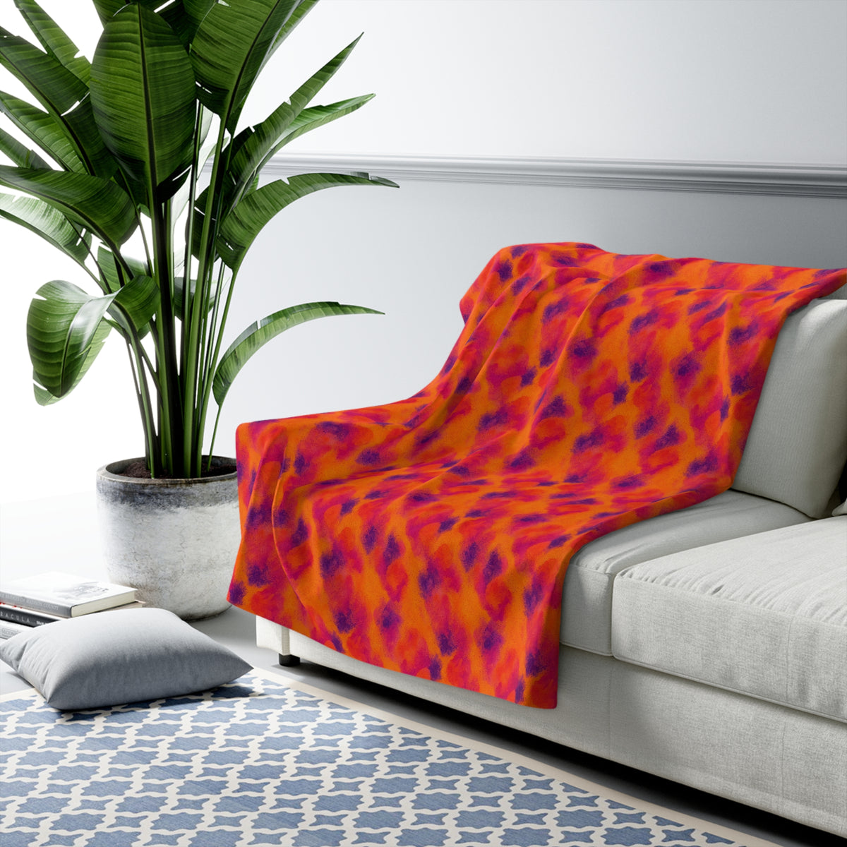 Granulated Colour Pools Sherpa Fleece Blanket – Watercolour Bleed Pattern