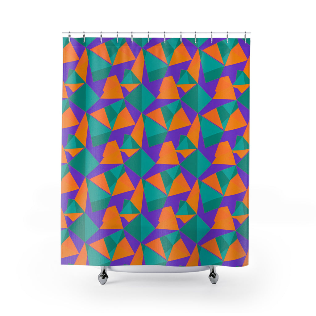 Faceted Gold Panels Shower Curtain – Peacock Jewel