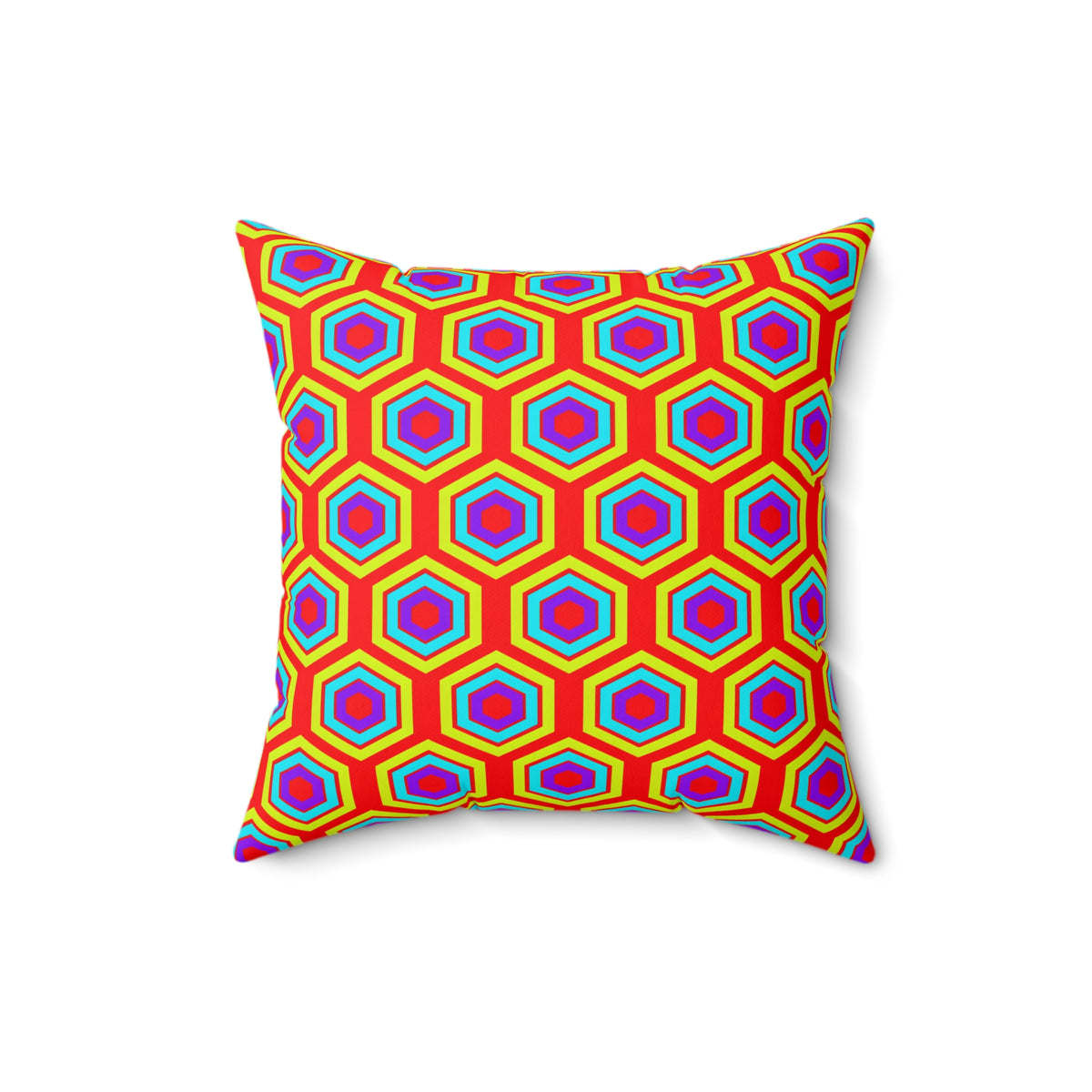 Concentric Hexagon Ripple Faux Suede Cushion – Op-Art Hexagons Pattern