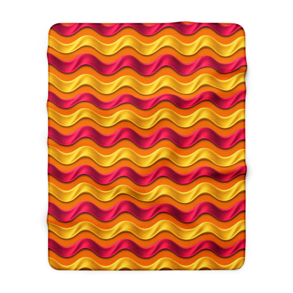 Satin Wave Bands Sherpa Fleece Blanket – Cranberry Spice