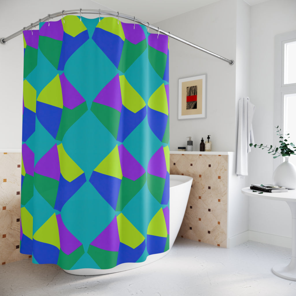 Grand Fractured Rhombus Shower Curtain – Peacock Jewel