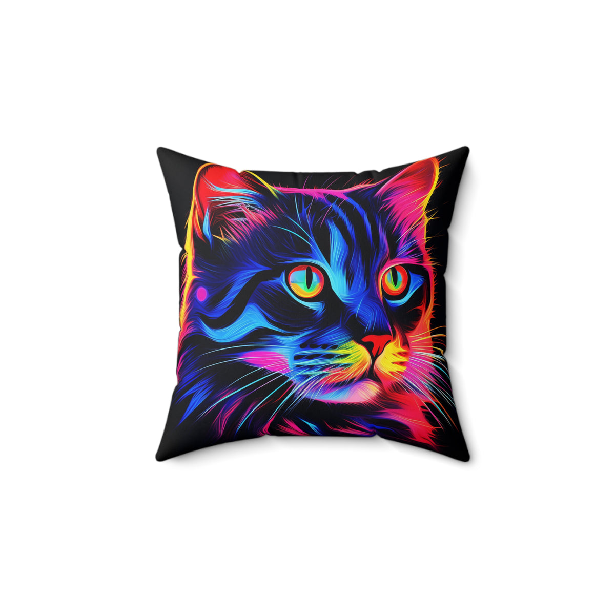 Neon Cat Faux Suede Cushion – Neon Pop Art