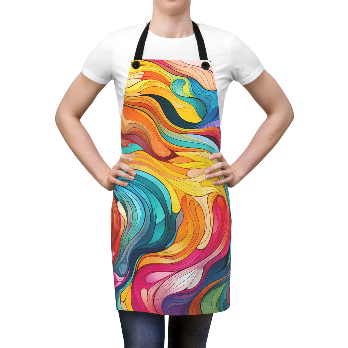 Neon Wave Swirl Apron – Psychedelic Wave Art