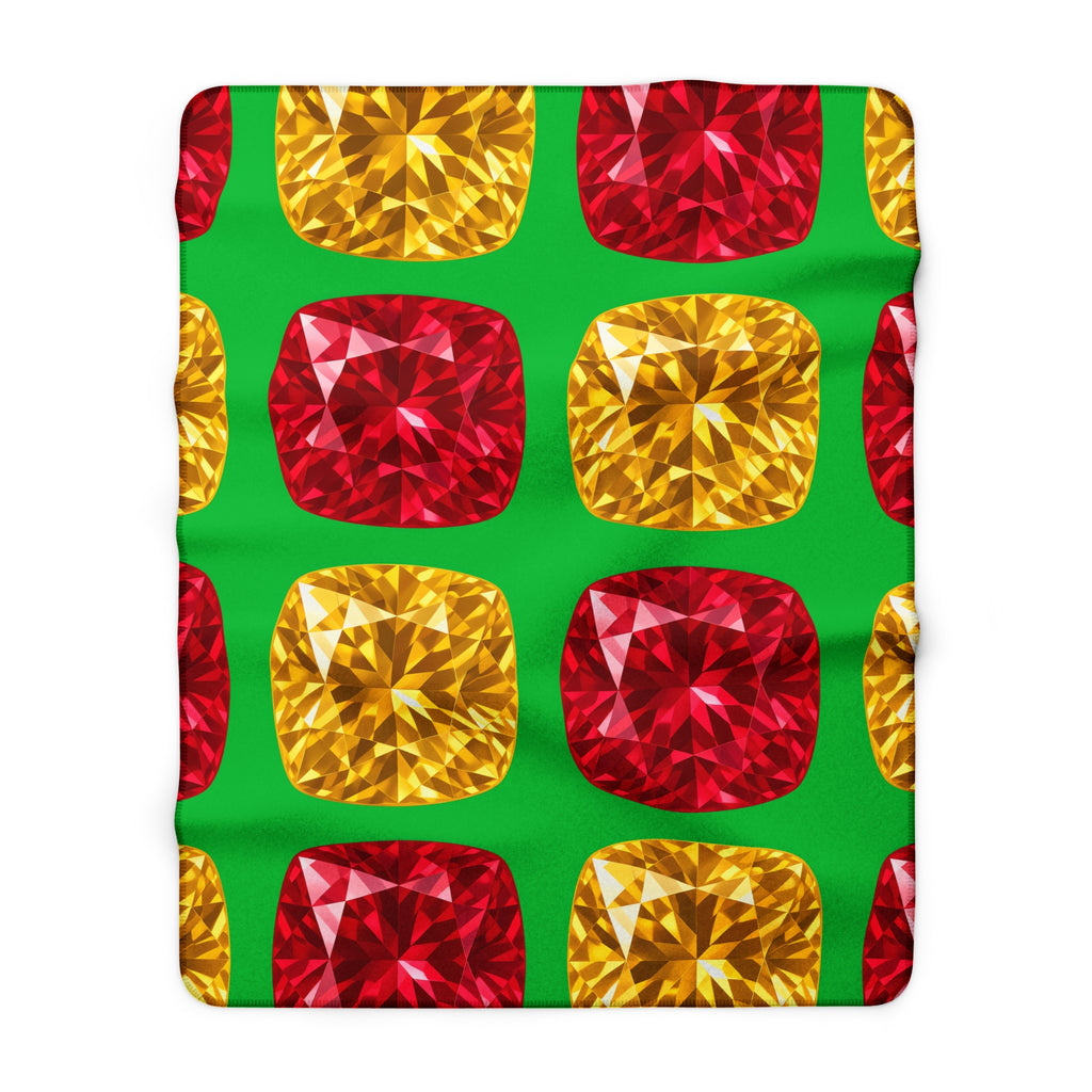 Giant Cut Gem Grid Sherpa Fleece Blanket – Faceted Gem Geometric Pattern