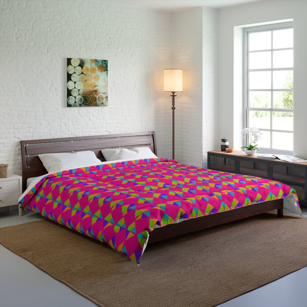Stacked Cubist Prisms Comforter – Tropical Punch