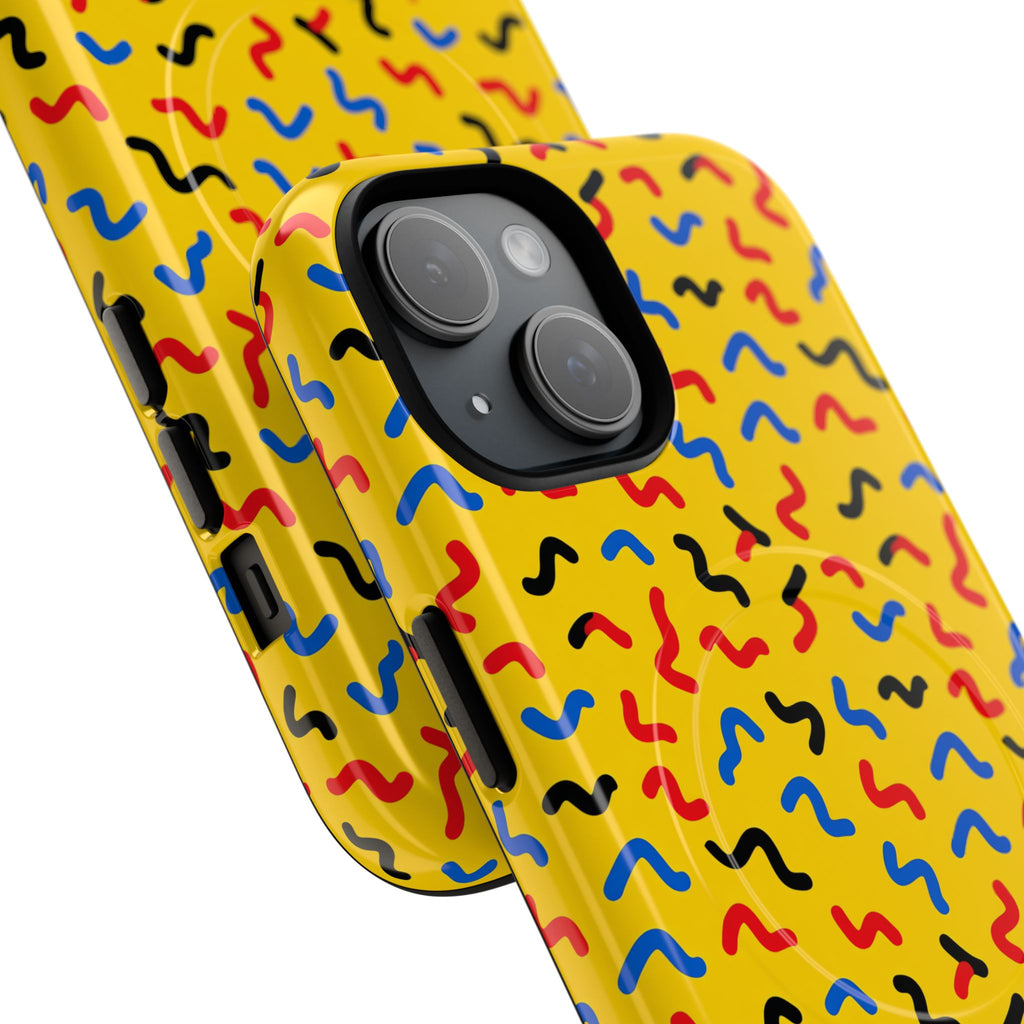 Squiggle Strokes Yellow Magnetic Tough iPhone Case – Bold Primary Abstract Pattern
