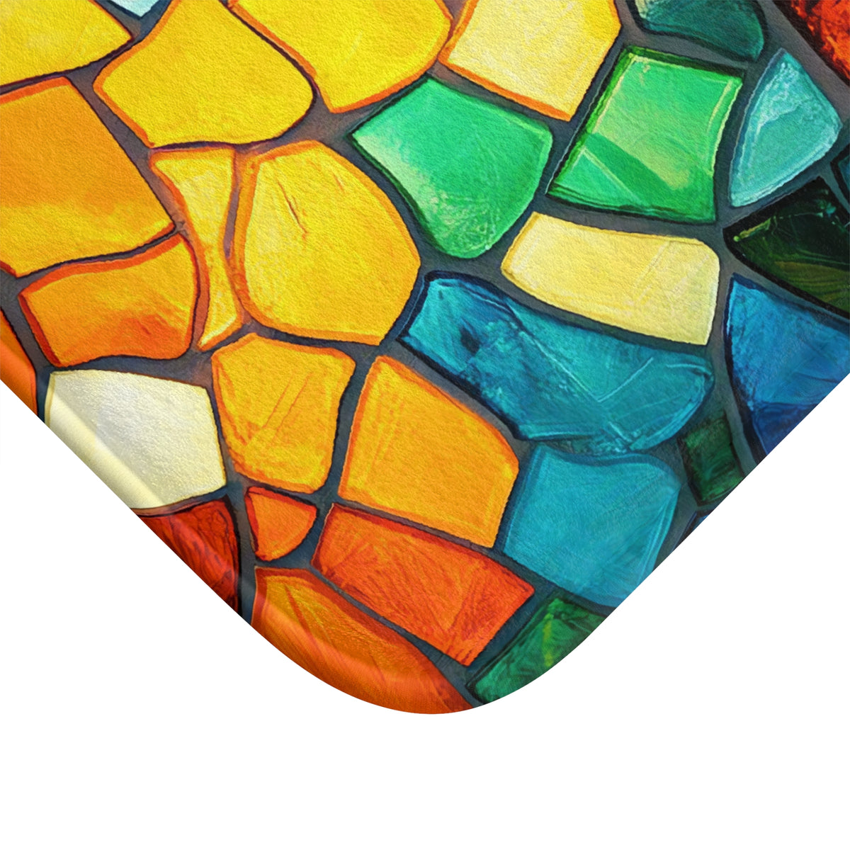 Jewel Mosaic Glass Bath Mat – Stained-Glass Style Mosaic