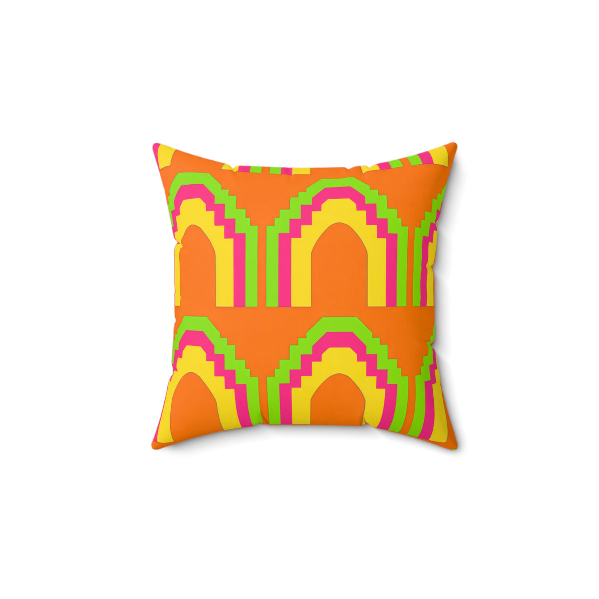 Grand Stepped Arches Faux Suede Cushion – Hot Citrus Festive