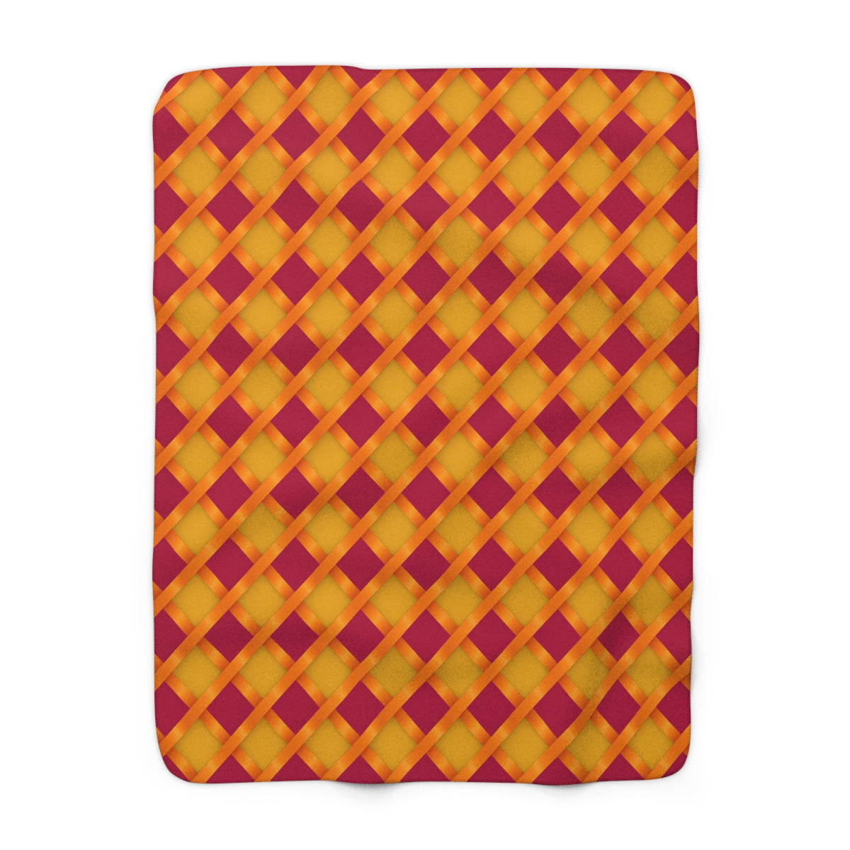 Broad Gold Diamond Trellis Sherpa Fleece Blanket – Cranberry Spice