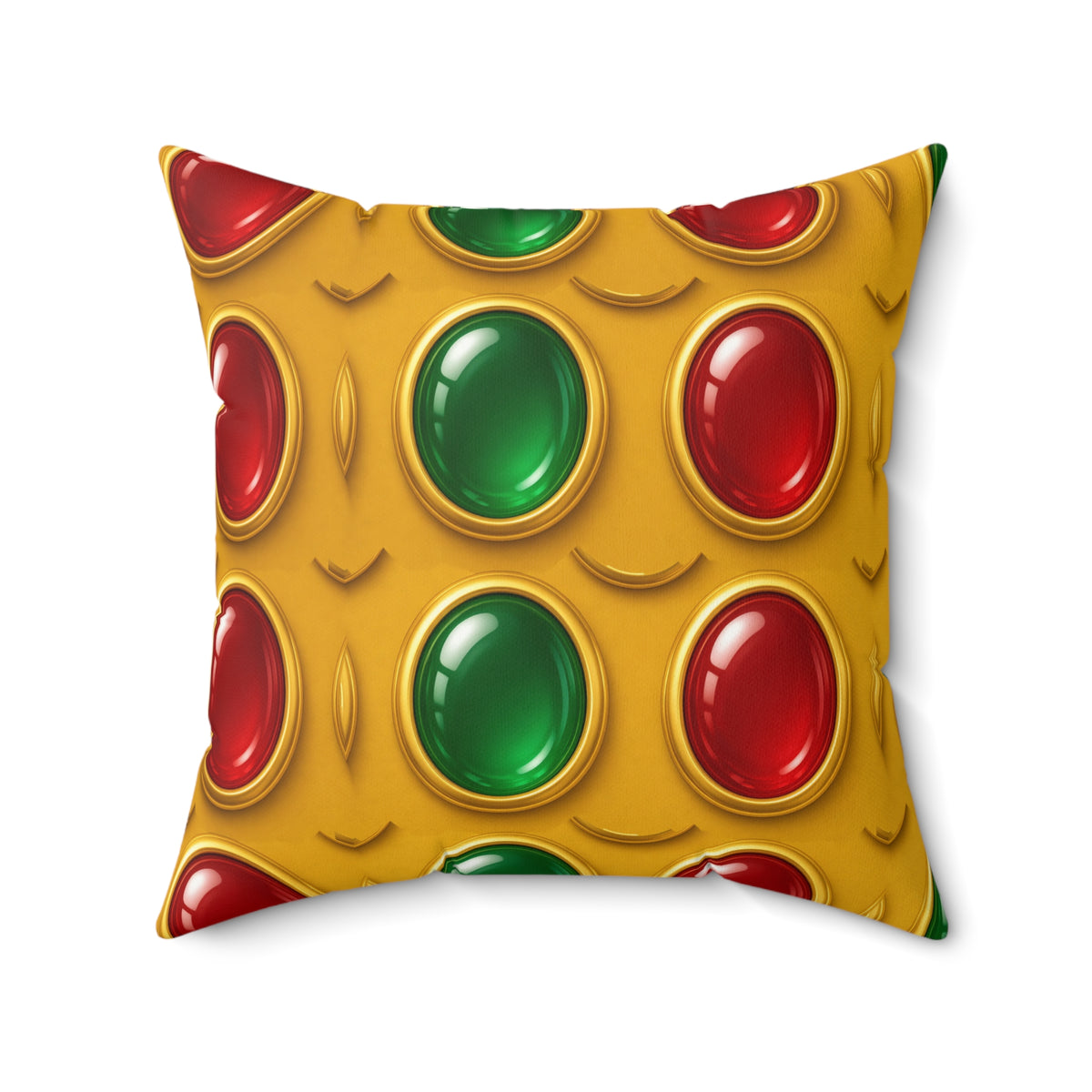 Grand Gold Cabochon Frames II Faux Suede Cushion – Cabochon Geometric Pattern