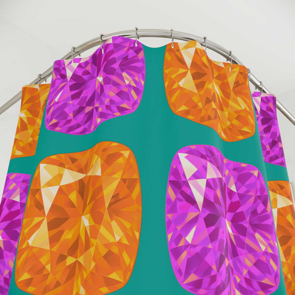 Giant Cut Gem Grid Shower Curtain – Peacock Jewel