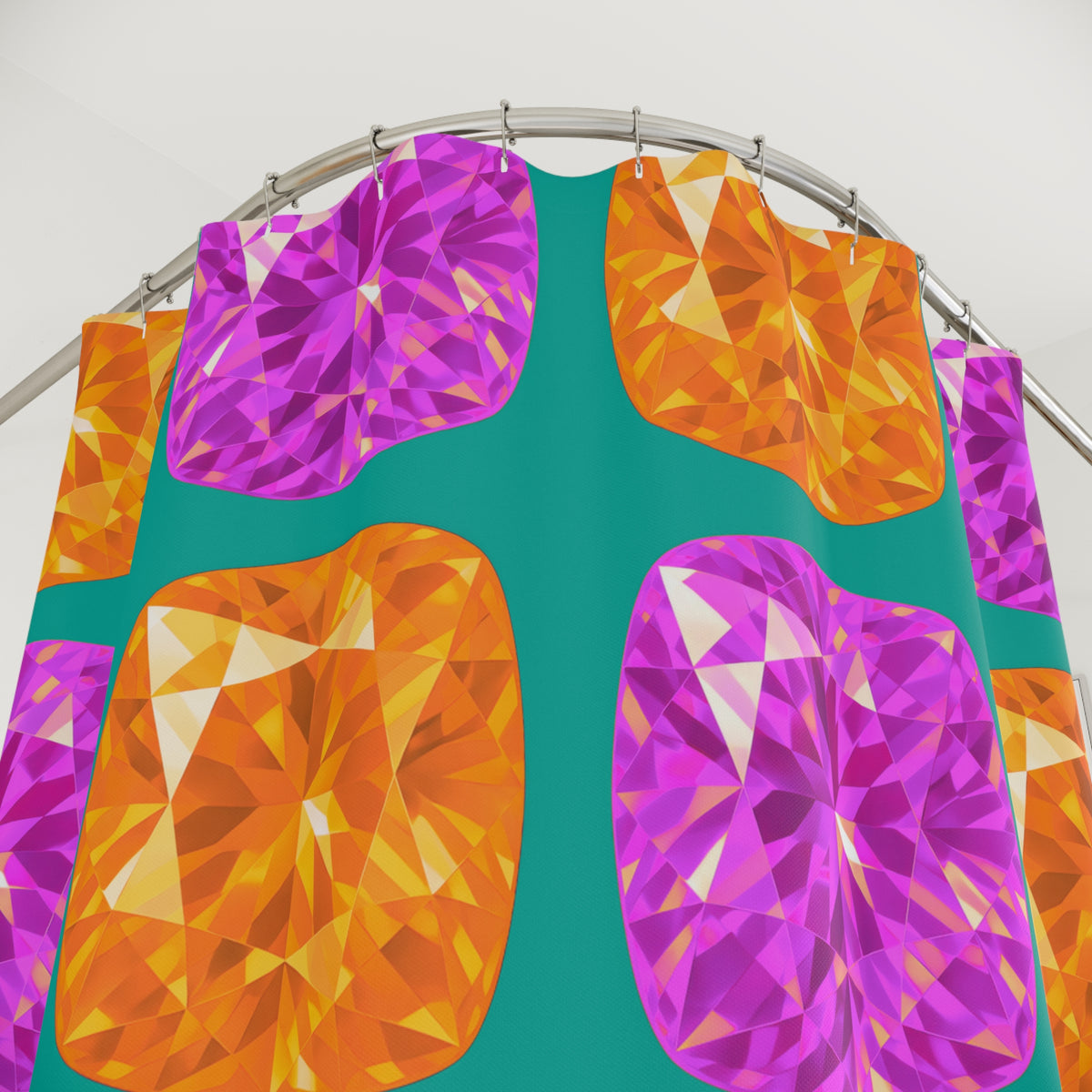 Giant Cut Gem Grid Shower Curtain – Peacock Jewel