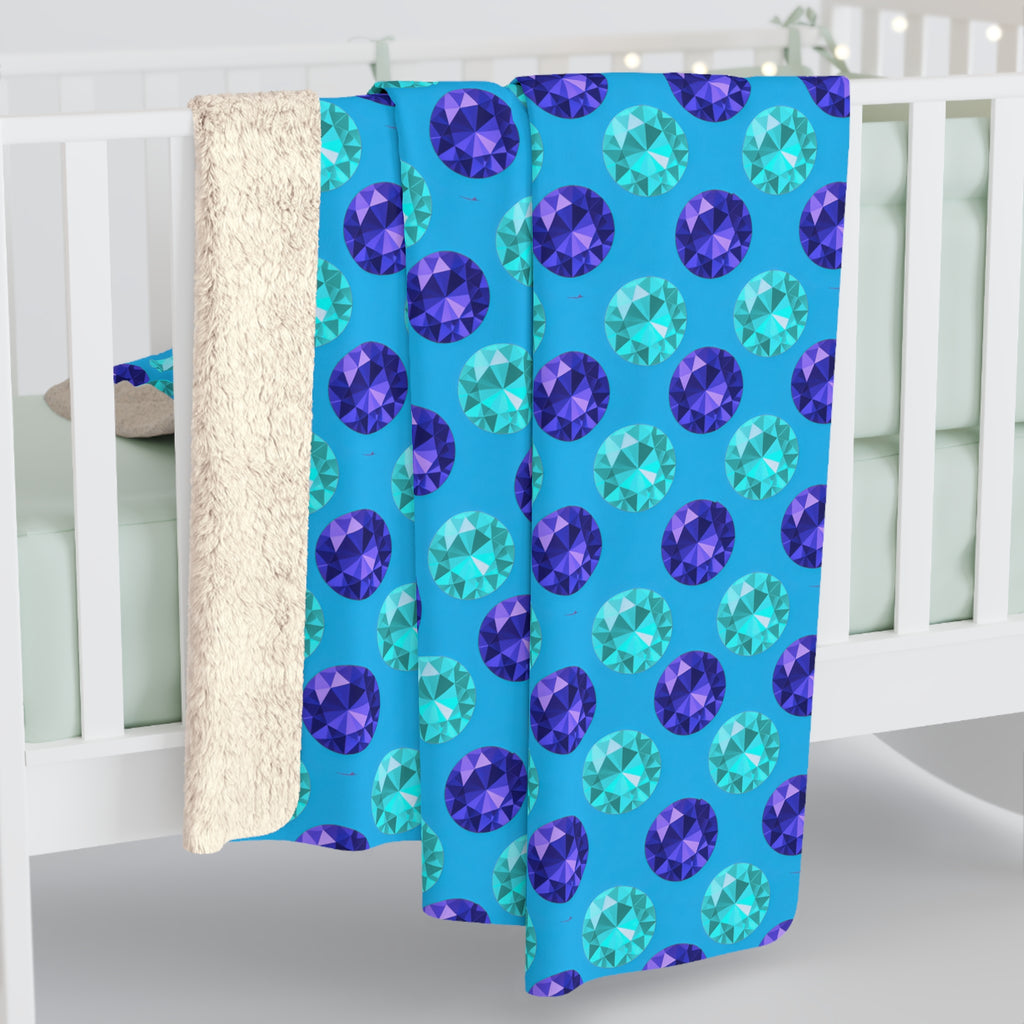 Half-Drop Gem Grid Sherpa Fleece Blanket – Ice Jewel