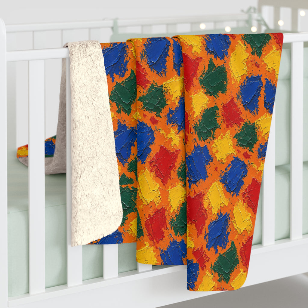 Palette Knife Slabs Sherpa Fleece Blanket – Palette Knife Abstract Pattern
