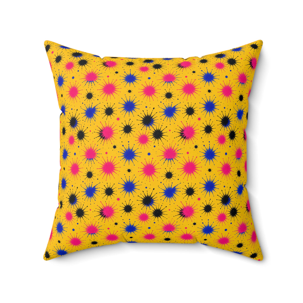 Splash Crowns Faux Suede Cushion – Ink Splash Pattern