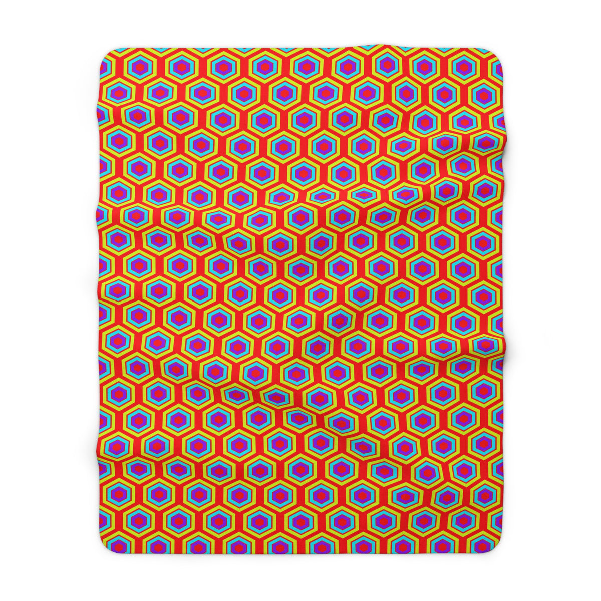 Concentric Hexagon Ripple Sherpa Fleece Blanket – Op-Art Hexagons Pattern
