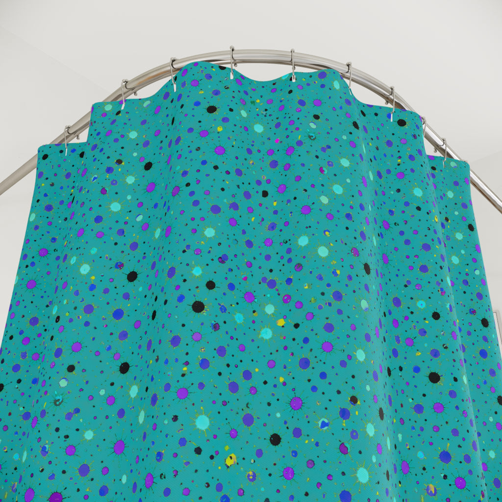 Confetti Spatter Shower Curtain – Peacock Jewel