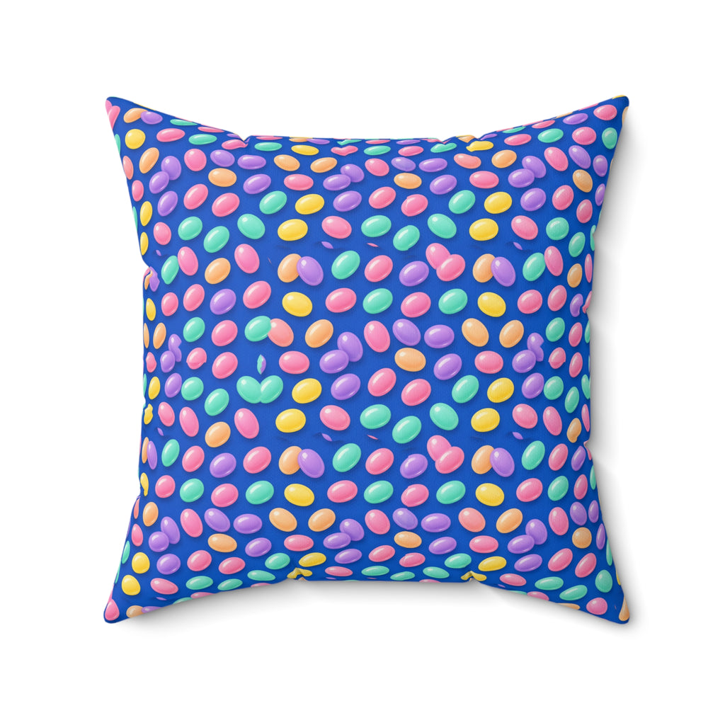 Jelly Bean Scatter Faux Suede Cushion – Soft Abstract Pattern