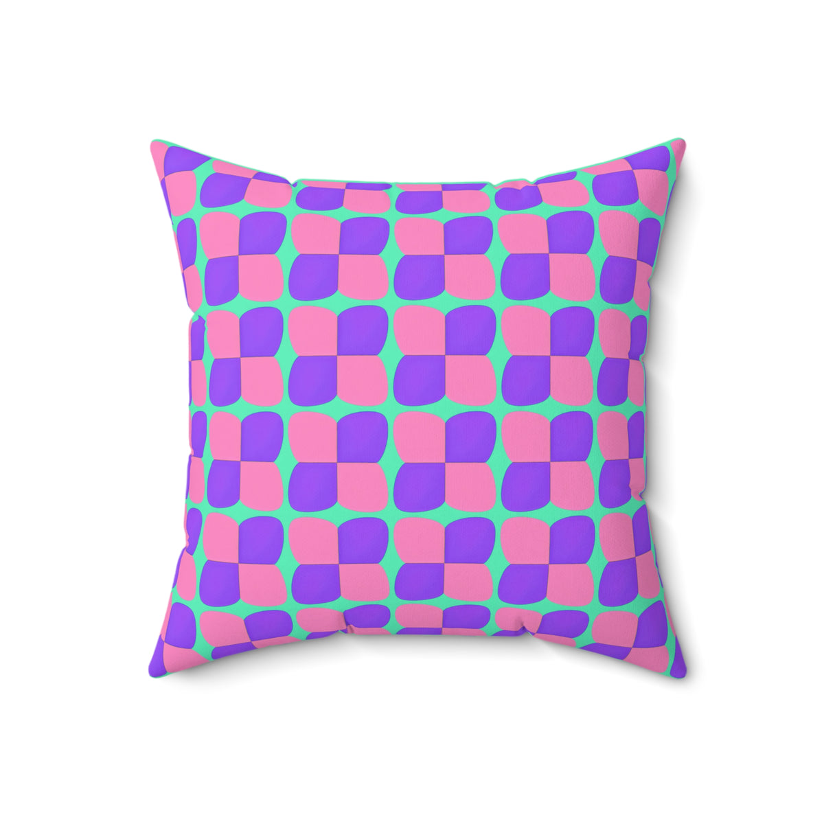 Bold Bulge Checker Faux Suede Cushion – Candy Pastel on Grape