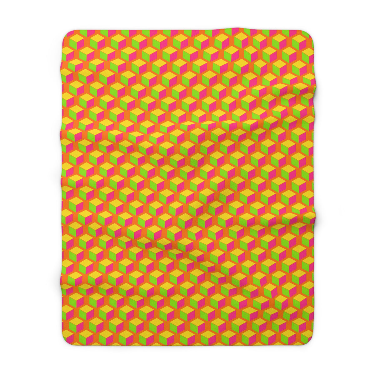 Giant Faceted Cubes II Sherpa Fleece Blanket – Hot Citrus Festive
