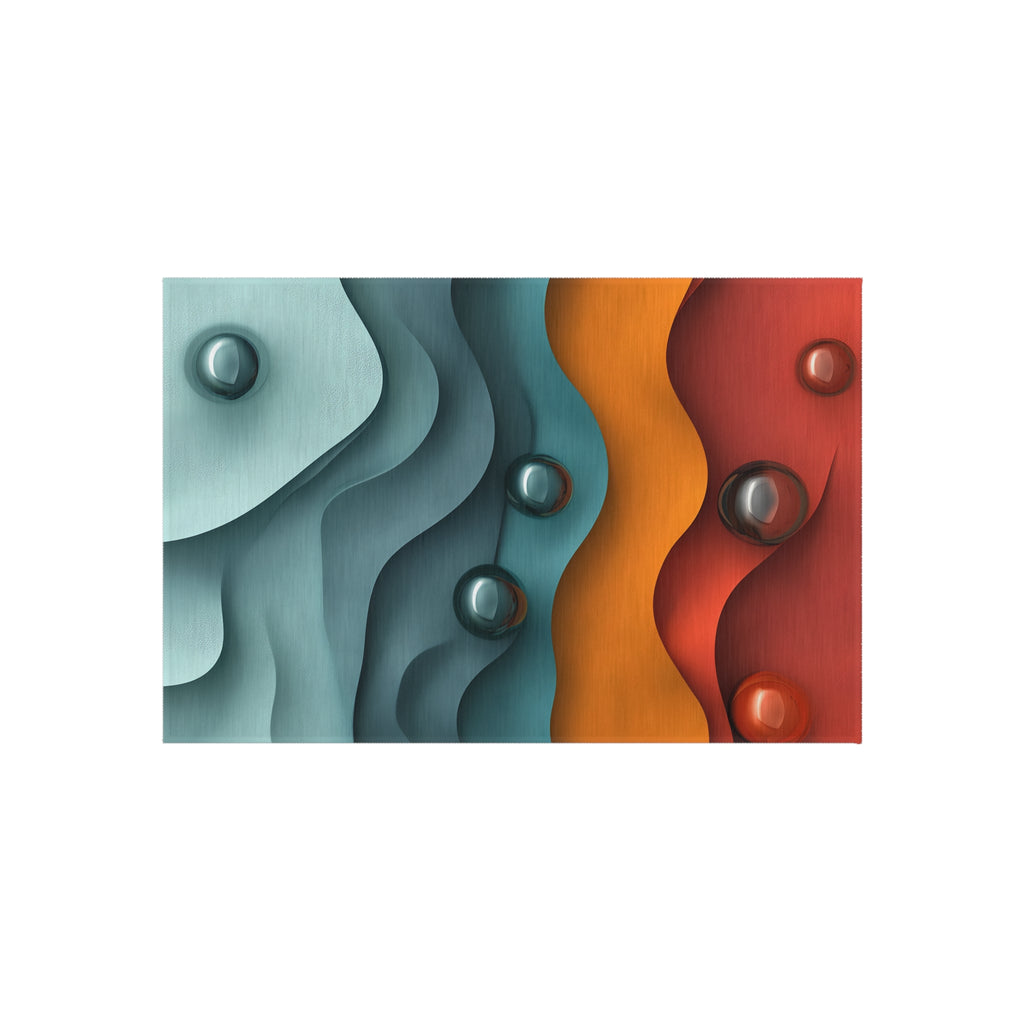 Teal Coral Waves Outdoor Rug – Sculpted Wave Abstract