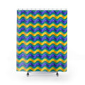 Satin Wave Bands Shower Curtain – Peacock Jewel