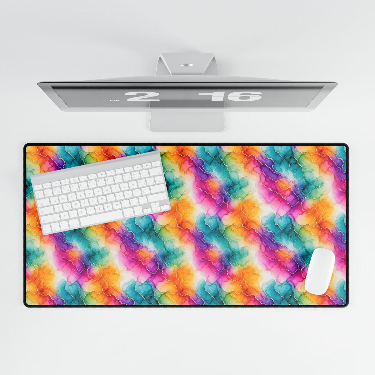 Rainbow Alcohol Ink Bloom Desk Mat