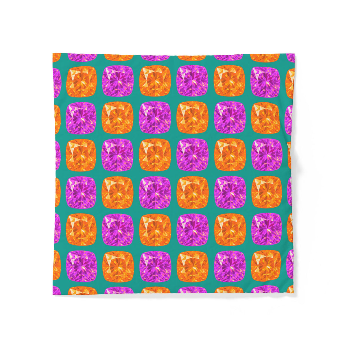 Giant Cut Gem Grid Cotton Duvet Cover – Peacock Jewel