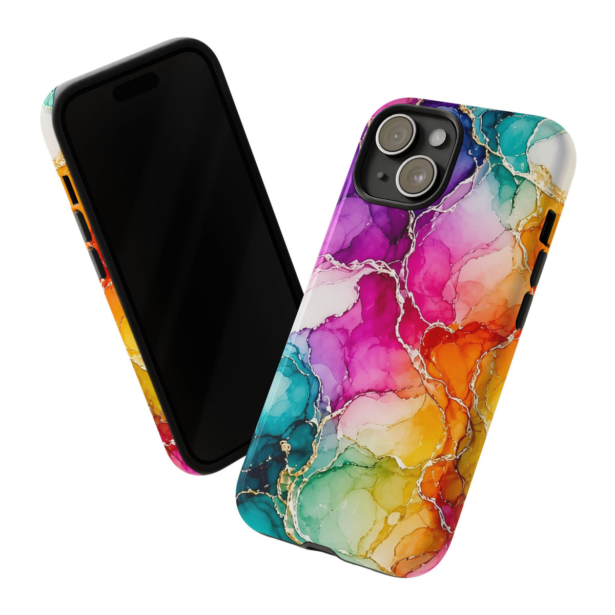 Rainbow Alcohol Ink Bloom Tough Phone Case