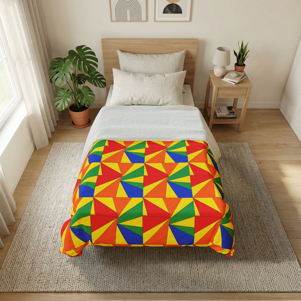 Cubist Sunburst Blocks Cotton Duvet Cover – Cubist Geometric Pattern