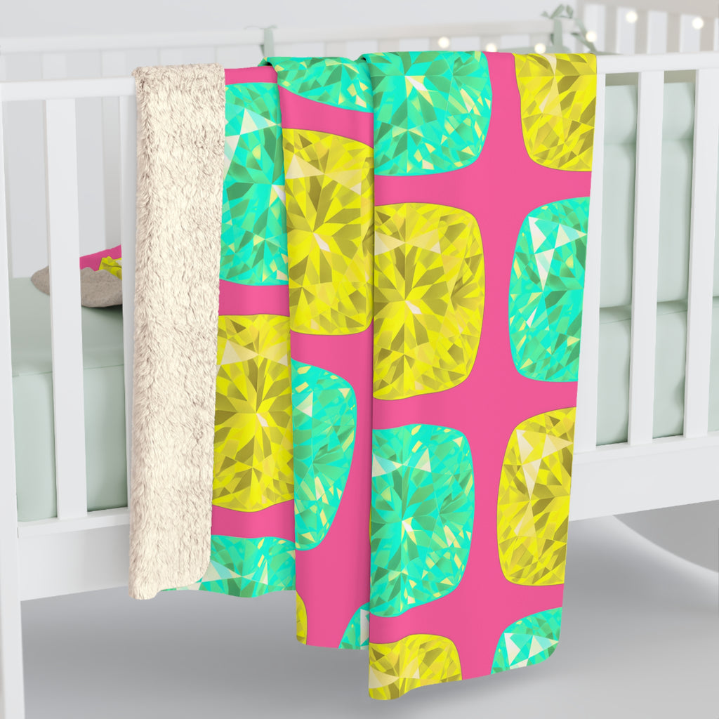 Giant Cut Gem Grid Sherpa Fleece Blanket – Candy Christmas