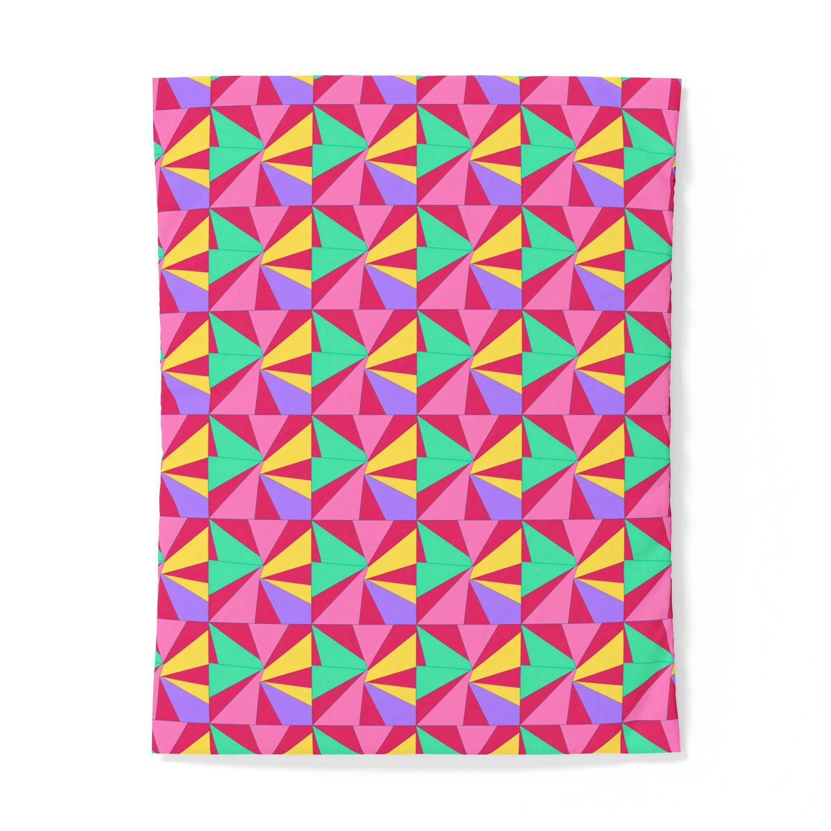 Cubist Sunburst Blocks Cotton Duvet Cover – Candy Pop on Raspberry