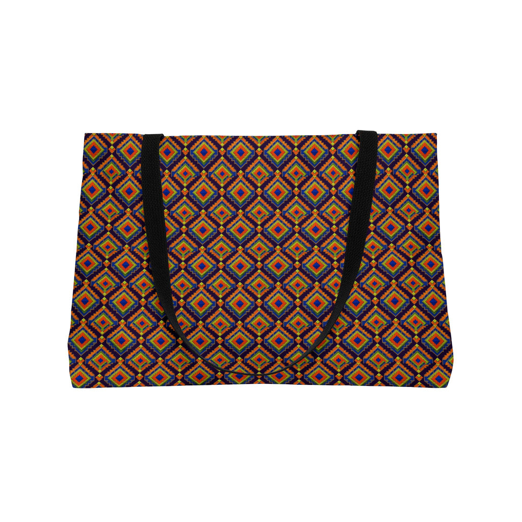 Stepped Diamond Ikat Weekender Tote Bag – Art Deco Geometric Pattern