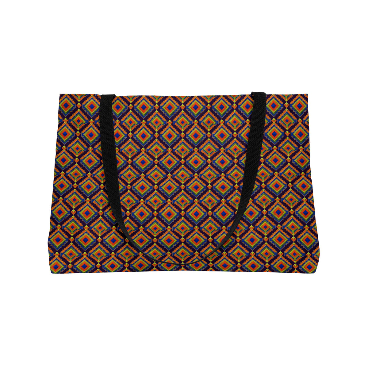 Stepped Diamond Ikat Weekender Tote Bag – Art Deco Geometric Pattern