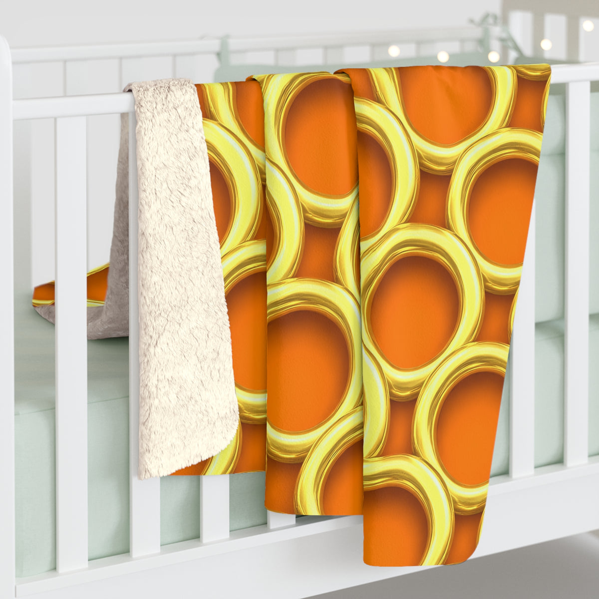 Big Gold Ring Weave Sherpa Fleece Blanket – Hot Citrus Festive