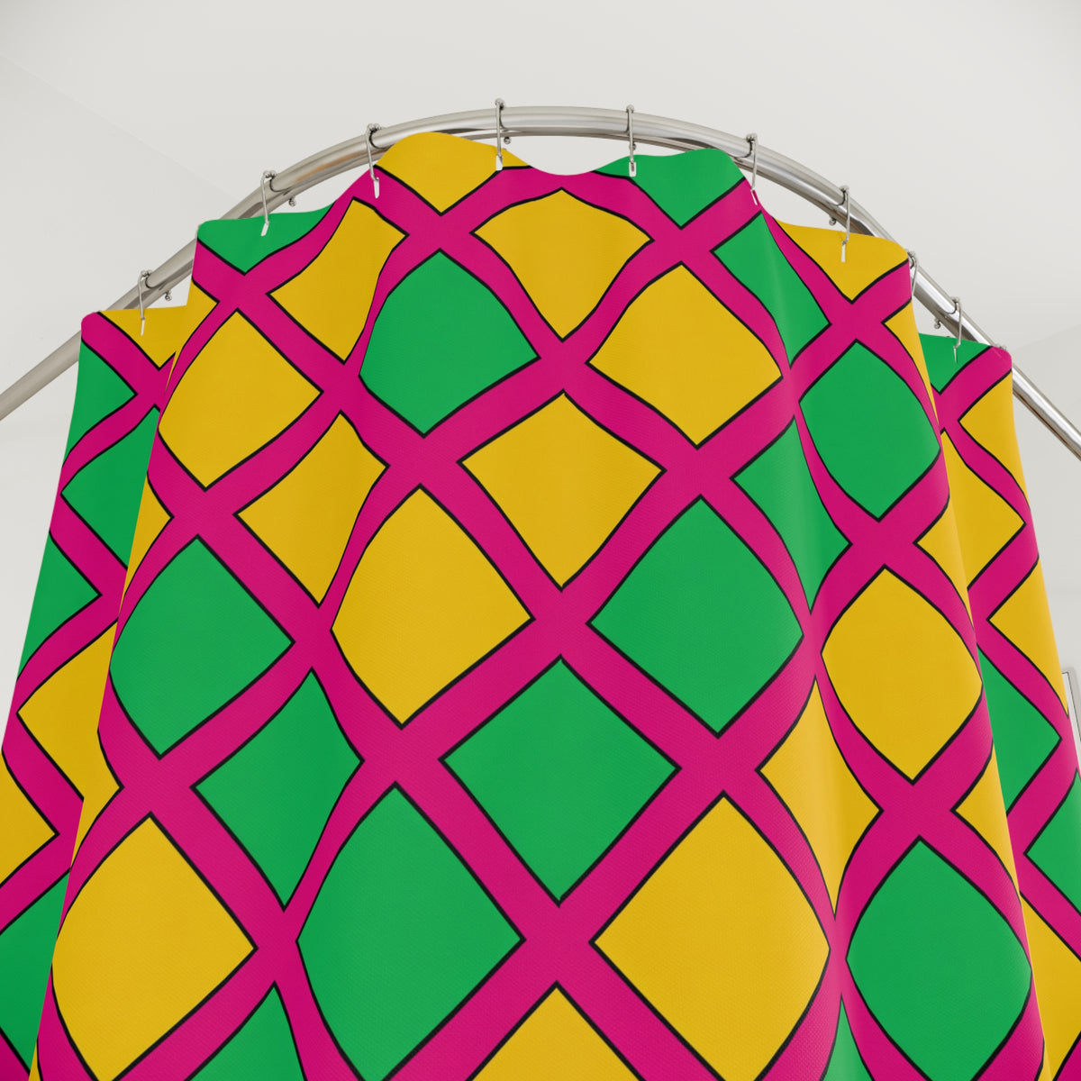 Harlequin Gold Grid Shower Curtain – Harlequin Geometric Pattern