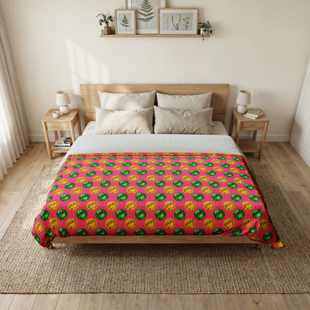 Half-Drop Gem Grid Cotton Duvet Cover – Candy Christmas